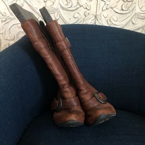 Brown leather boots